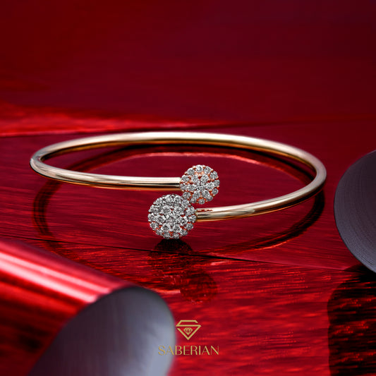 Open Bangle with Diamond Cluster Ends