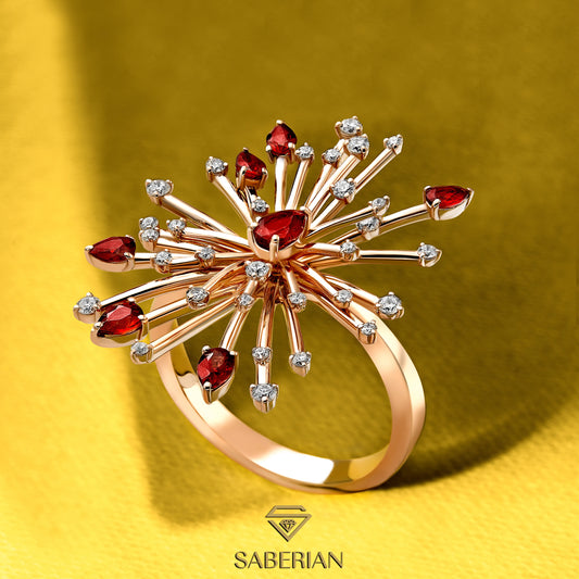 Ruby Radiance Starburst Ring