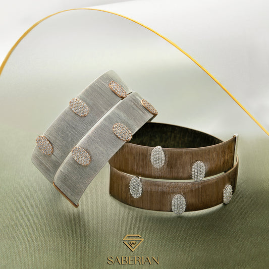 18K Dual-Tone Gold Bracelets with Diamond