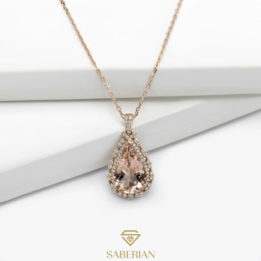 Rose Halo Morganite Pendant