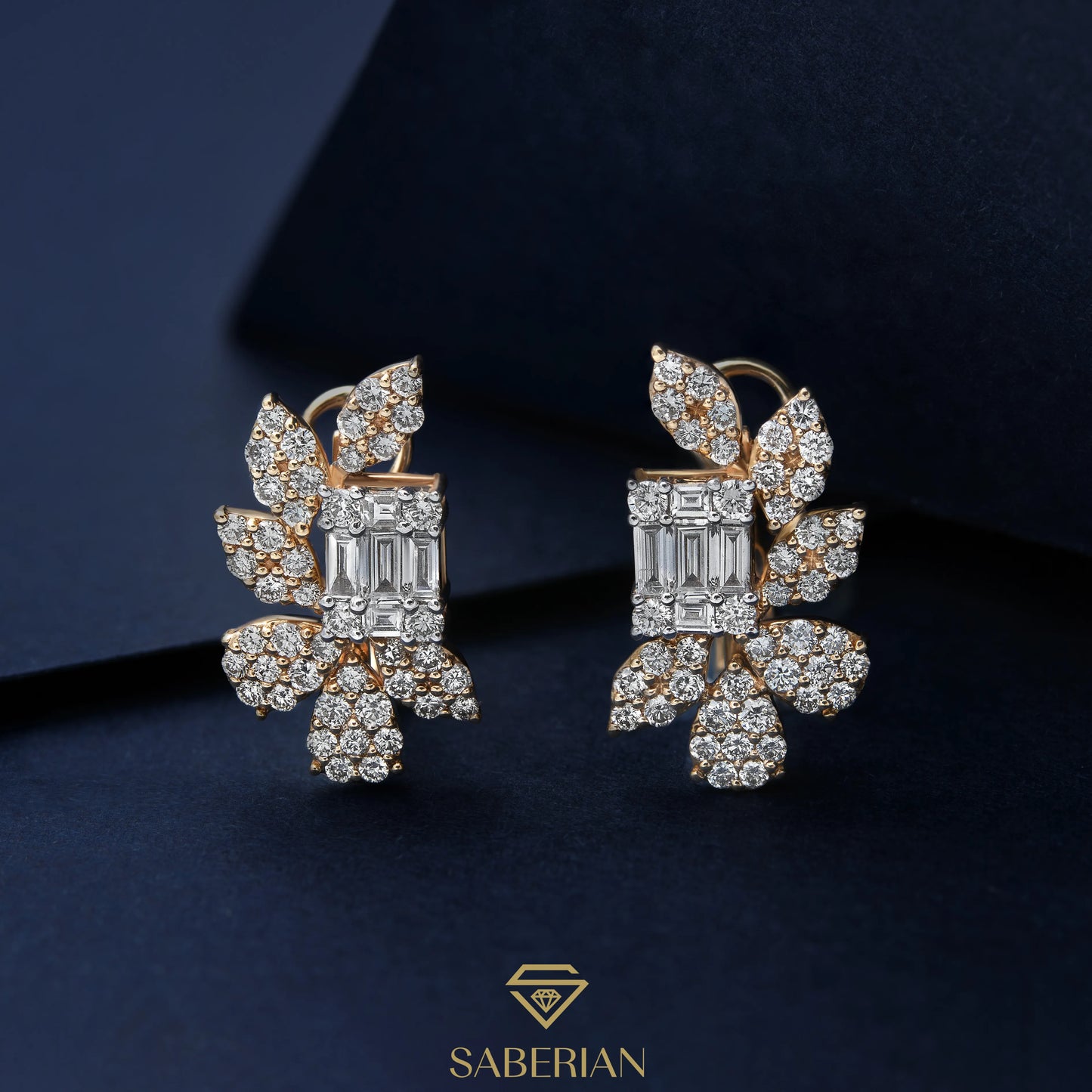 Golden Radiance Baguette Earrings