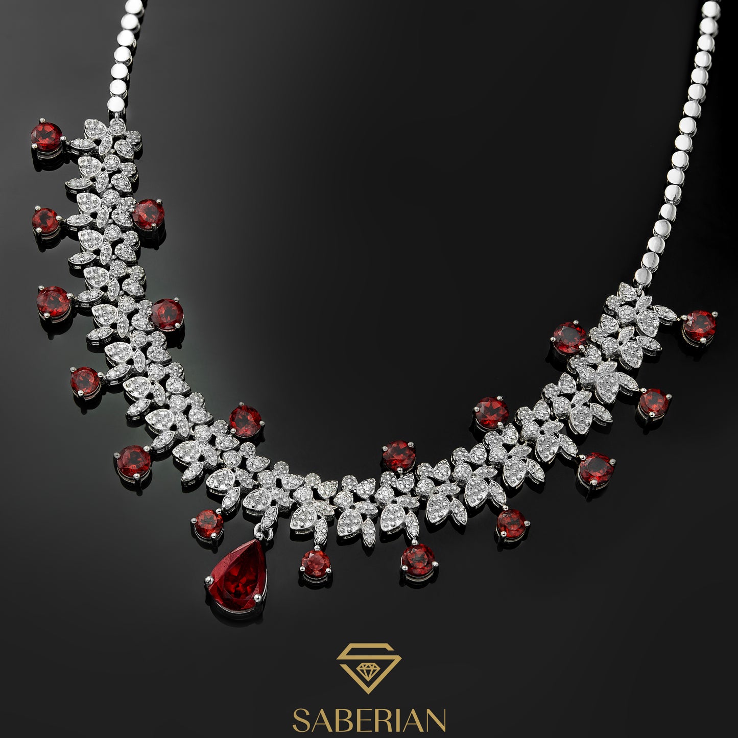 Crimson Bloom Garnet Necklace