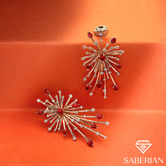 Radiant Ruby Burst Earrings