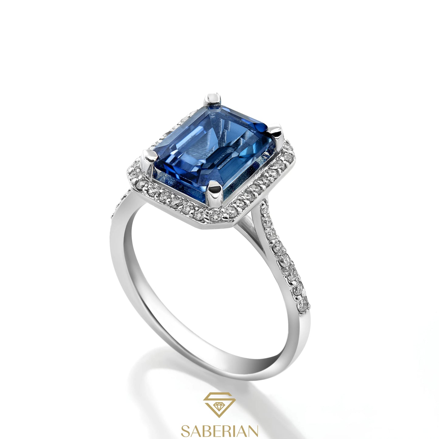 Azure Elegance Halo Ring
