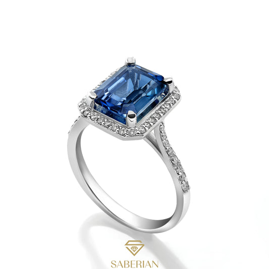 Azure Elegance Halo Ring