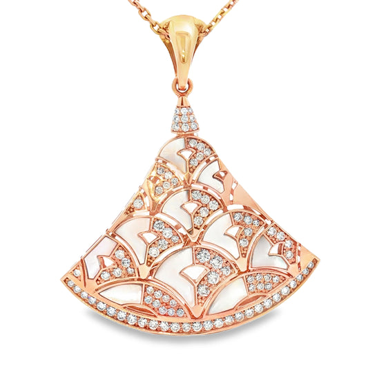 18K Rose Gold Fan-Inspired Pendant – 1.47ct Diamond