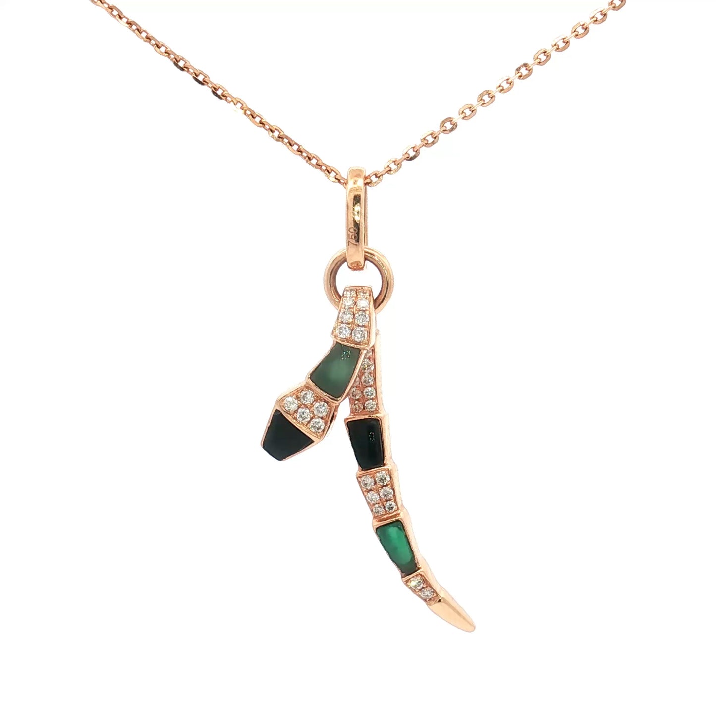 18K Rose Gold Mina Stone Pendant with Diamonds – 0.201ct