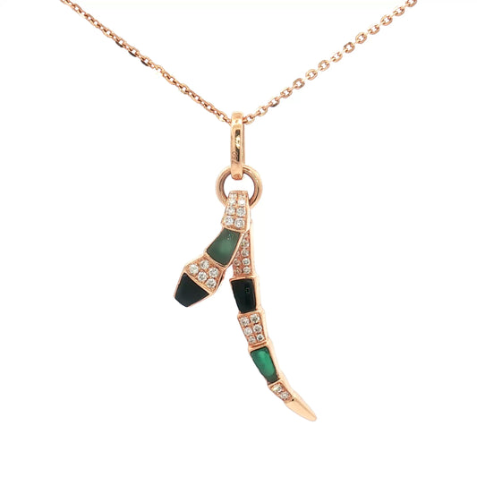 18K Rose Gold Mina Stone Pendant with Diamonds – 0.201ct