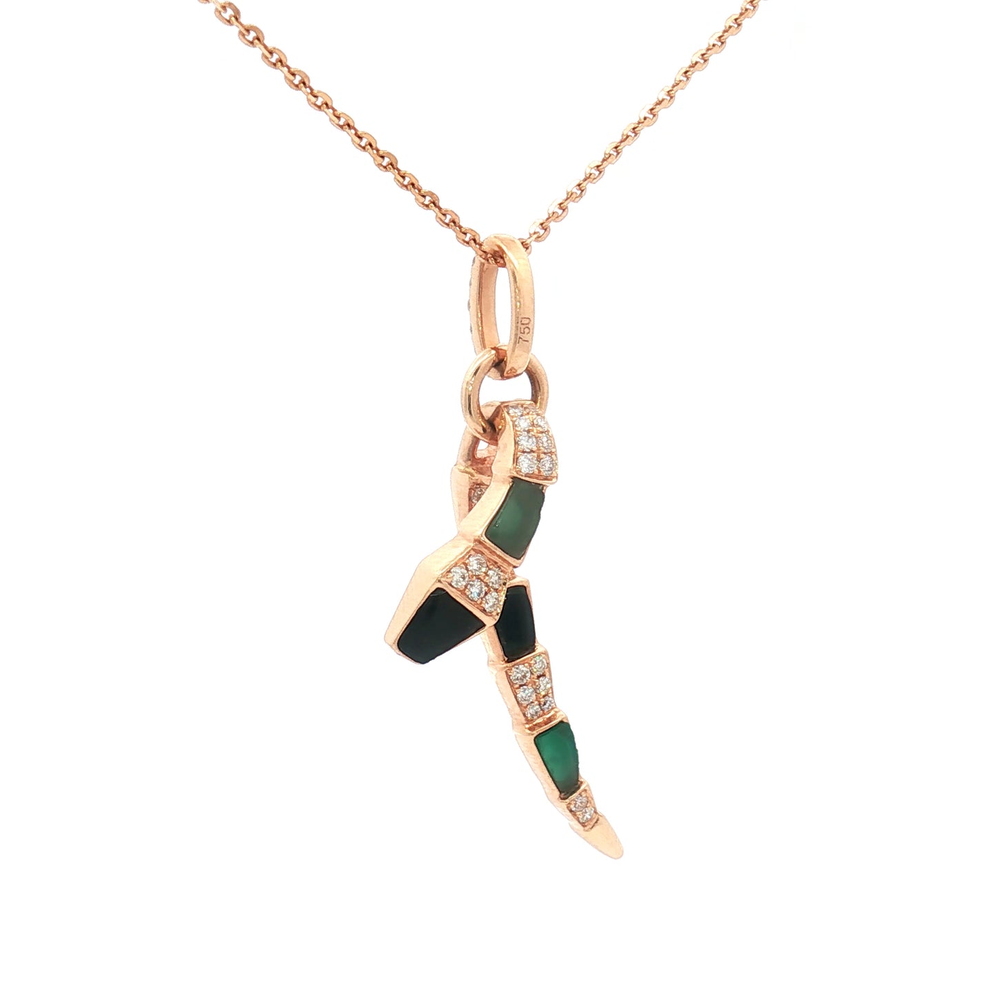 18K Rose Gold Mina Stone Pendant with Diamonds – 0.201ct