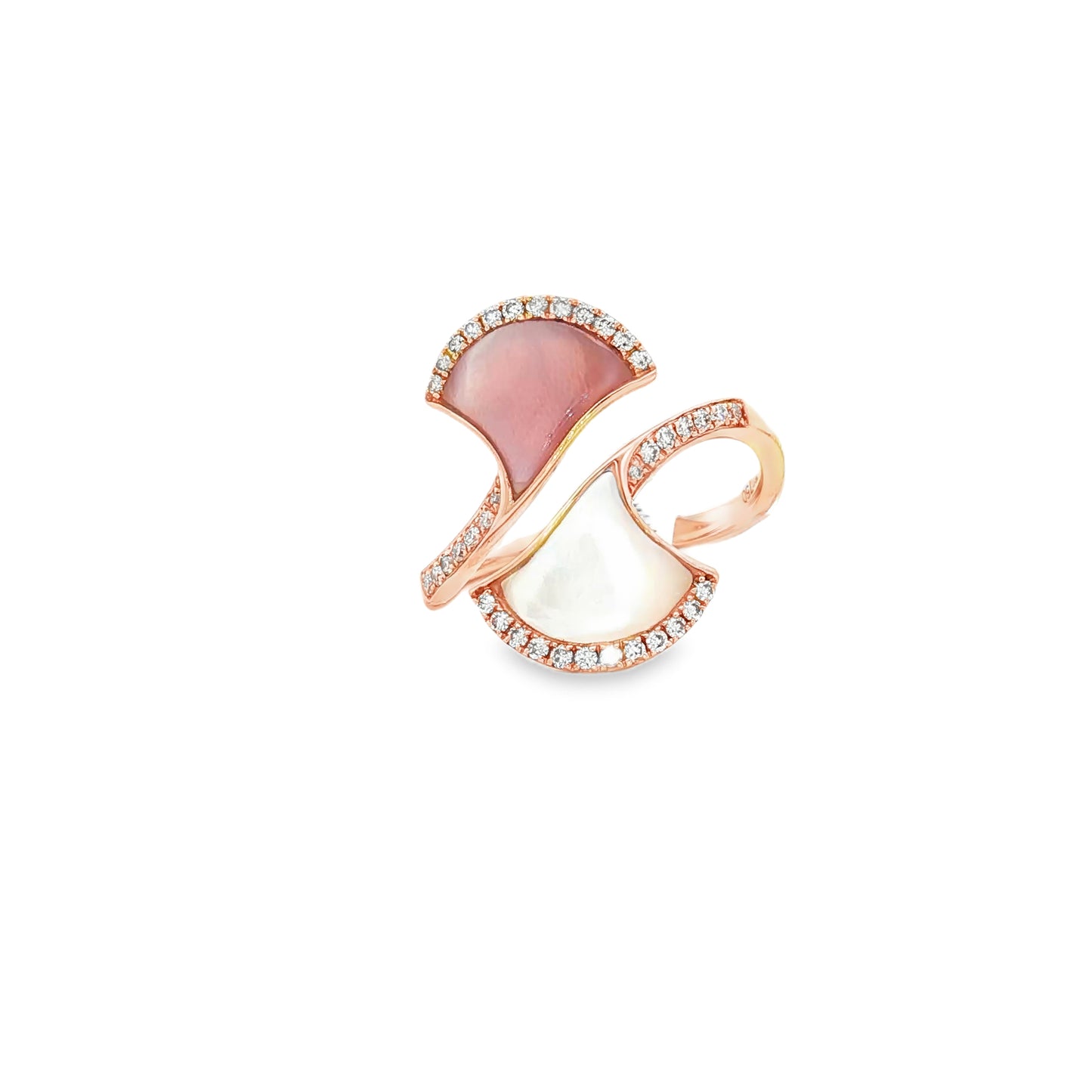 18K Rose Gold Dual Shell Diamond Ring