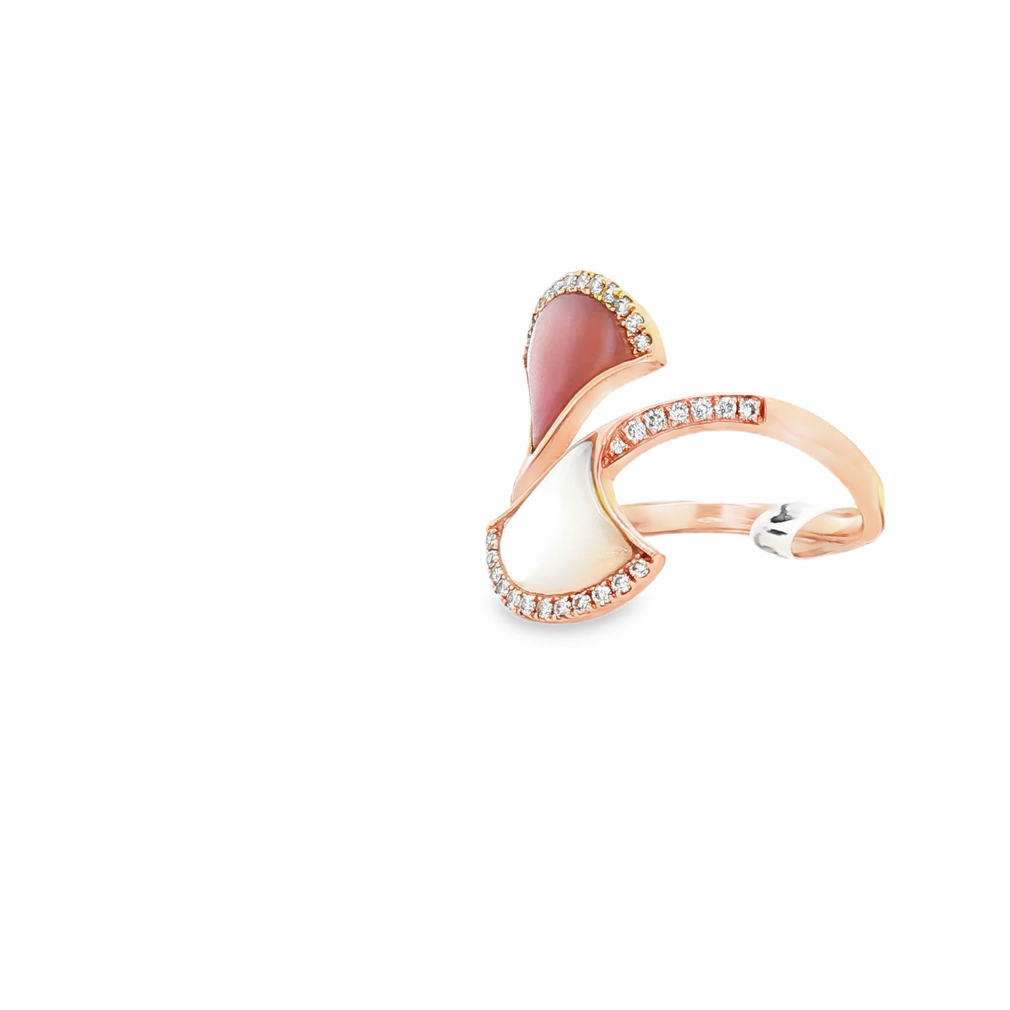 18K Rose Gold Dual Shell Diamond Ring