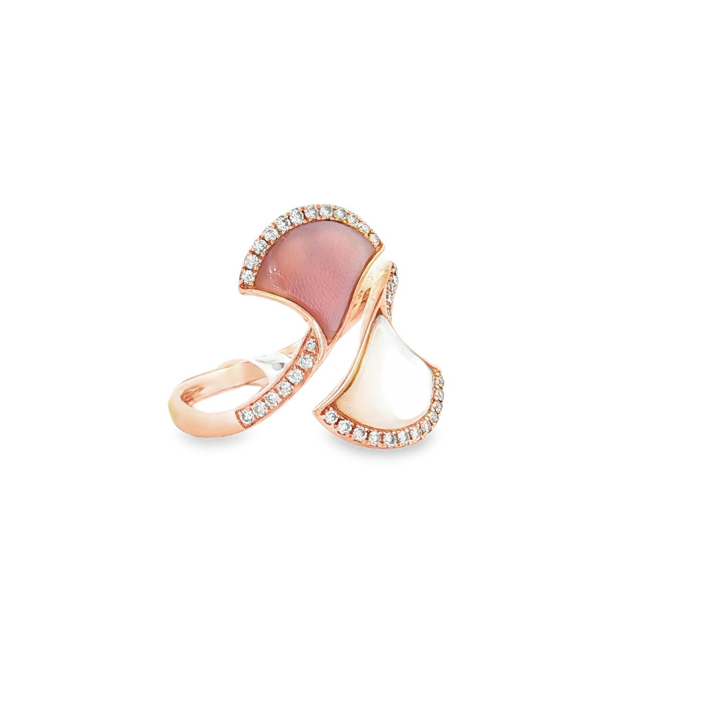 18K Rose Gold Dual Shell Diamond Ring