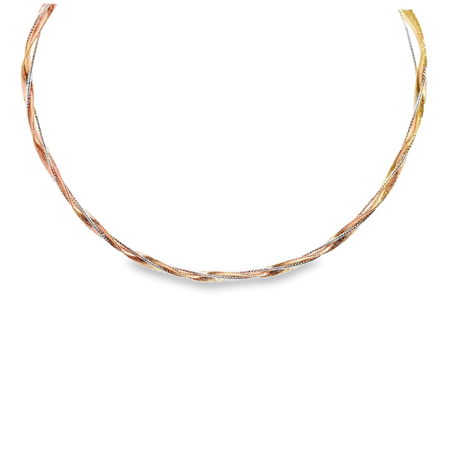 18K Tri-Color Twisted Rope Necklace