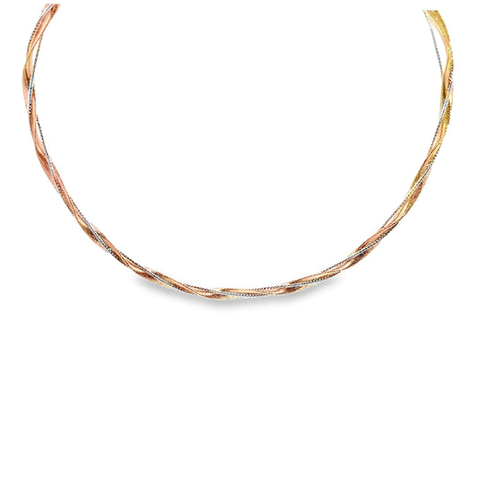 18K Tri-Color Twisted Rope Necklace
