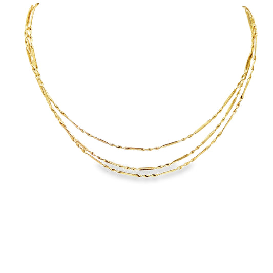 18K Gold Triple Layer Twist Necklace
