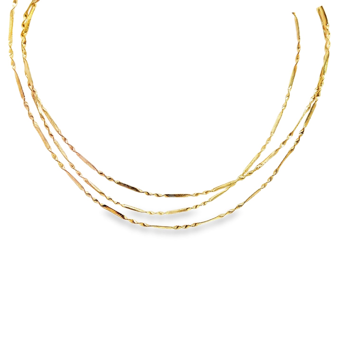18K Gold Triple Layer Twist Necklace