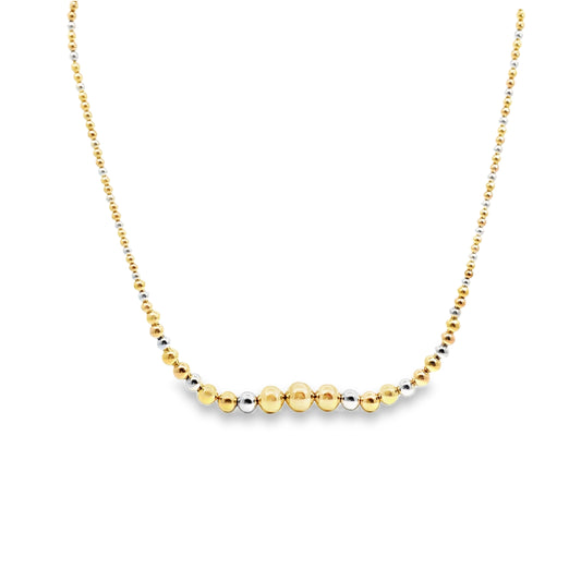 18K Two-Tone Beaded Gold Necklace
