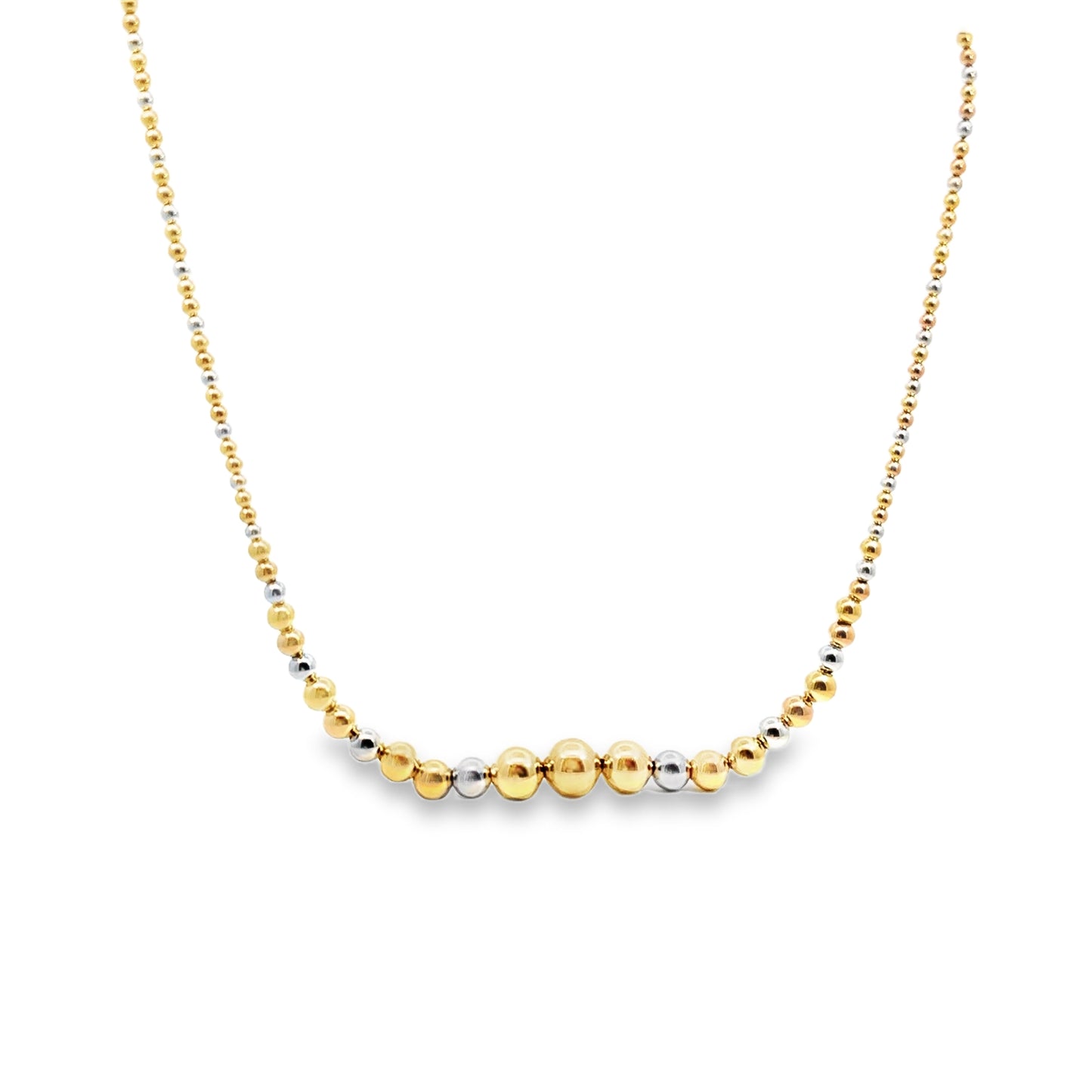 18K Two-Tone Beaded Gold Necklace