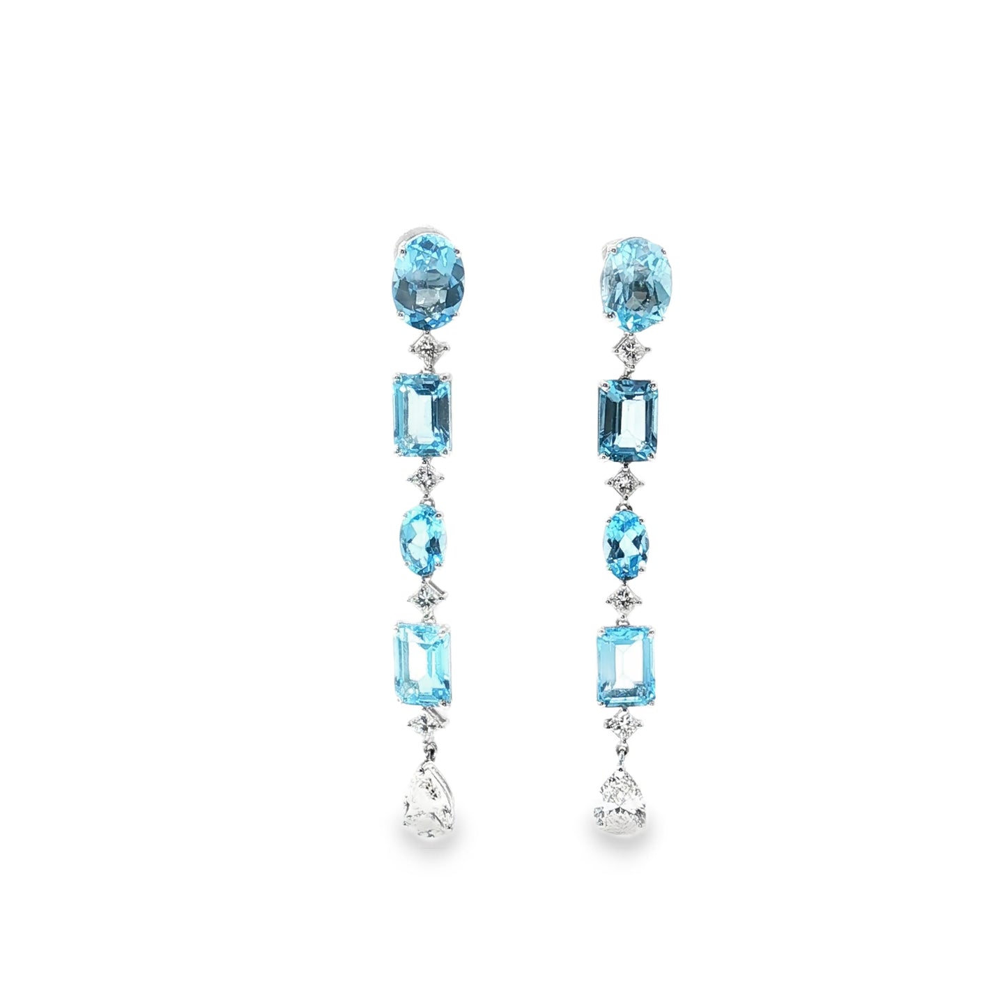 Azure Elegance Topaz & Diamond Earrings