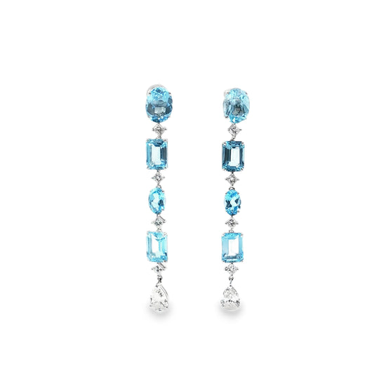 Azure Elegance Topaz & Diamond Earrings