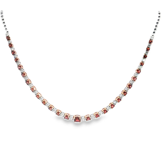Crimson Elegance Garnet & Diamond Necklace