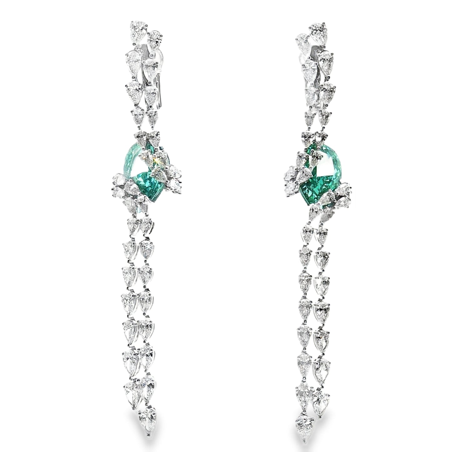 Emerald Cascade CVD Diamond Earrings