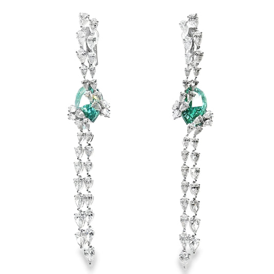 Emerald Cascade CVD Diamond Earrings
